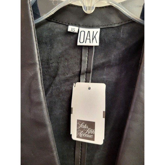 Saks Fifth Ave Oak Leather Judogi Vest Jacket Black Size XS New w/tag 16.5x39 - Picture 2 of 6
